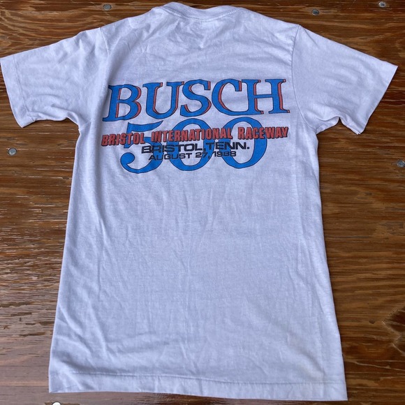 Size fits S 80s 1988 BUSCH 500 Bristol International Raceway T-Shirt Tee NASCAR - Picture 3 of 4